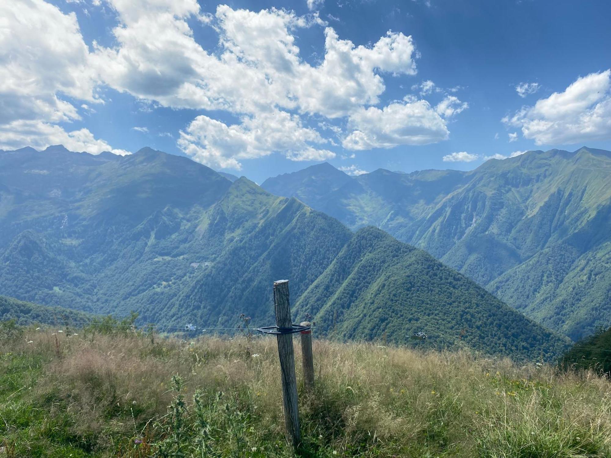 Le Fleuri Ensoleille De Guzet Lägenhet Ustou Exteriör bild